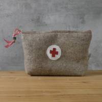Erste-Hilfe-Täschchen aus Wollfilz, braun-grau meliert Bild 1