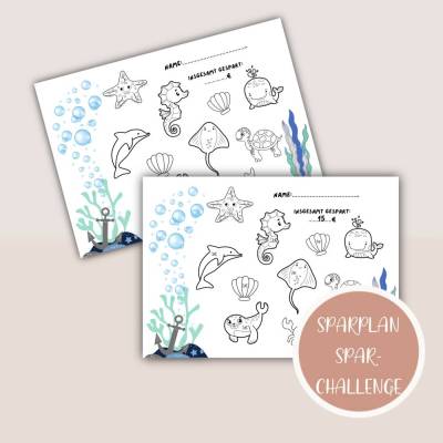 Sparglas, Sparziele, Vorlagen Sparchallenge für Kinder, zum Ausdrucken