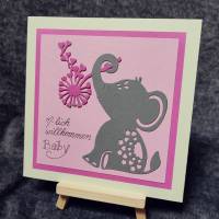 Glückwunschkarte zur Geburt in rosa Bild 1
