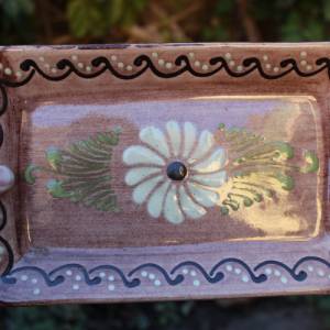 kleine Servierplatte Gebäckteller Wurstplatte Blumendekor Keramik 60er 70er Jahre Bild 1