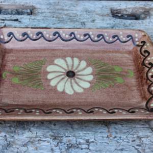 kleine Servierplatte Gebäckteller Wurstplatte Blumendekor Keramik 60er 70er Jahre Bild 2