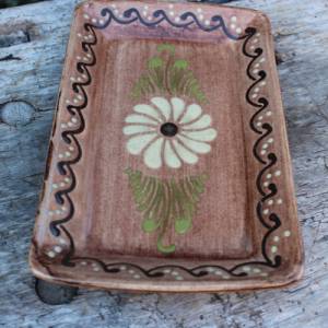 kleine Servierplatte Gebäckteller Wurstplatte Blumendekor Keramik 60er 70er Jahre Bild 3