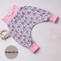 Pumphose rosa, Schlupfhose für Babys, Kinderhose mit Blumen Muster, Babygeschenk Baumwolle, Jersey Pumphose für Babys Bild 2