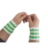 Pulswärmer handgestrickt grün weiß gestreift oder Wunschfarben - Herren - Einheitsgröße - für Ihn - Modell 8 Bild 1