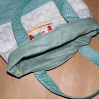 Tasche für Kinder mit Stickerei Stofftaschen Blattmotiv grüner Pünktchenstoff niedliche Kinder-Stickmotive Aufbewahrung Bild 3