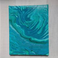 Fluid Art Painting "Sea Drift" 30 x 24 cm - Acrylbild Bild 1