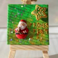 Minibild FROHES FEST, kleine Collage Weihnachtsdeko mit Weihnachtsmann aus Polyresin, nette Tischdeko oder Gastgeschenk Bild 2