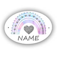 Türschild Motiv Pastell Regenbogen mit Name / Personalisierbar / Mädchen Bild 1