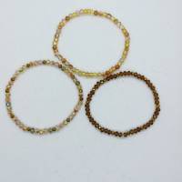 Armband, 3 Stück, mit facettierten Glasperlen auf Gummiband, braun/Gold Töne Bild 4