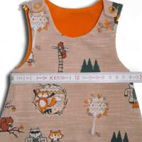 Babystrampler Gr. 50 warmer Frühchenstrampler doppellagig Handmade Jersey mit Waldtieren Fuchs Waschbär Eichhörnchen Bild 4