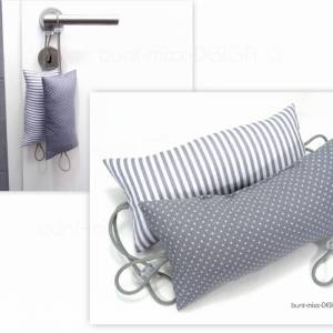 SET 2 Stück Türstopper grau-weiß Streifen, mini Pünktchen, scandi stil, Puffer Türklinke, by BuntMixxDESIGN Bild 1