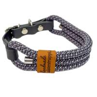 Hundehalsband, Tauhalsband, verstellbar, grau, weiß, Verschluss mit Leder und Schnalle, edel und hochwertig Bild 4