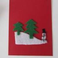 Weihnachtskarte - auch Geldgeschenk - Schneemann mit Tanne Bild 1
