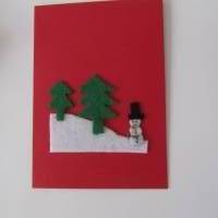 Weihnachtskarte - auch Geldgeschenk - Schneemann mit Tanne Bild 2