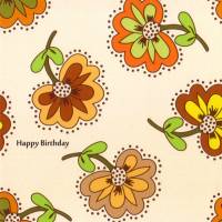 Postkarte Happy Birthday im Set mit passendem Geschenkpapier, fliegende Retroblumen, 5 Karten / 5 Bogen für 10,00 EUR Bild 1