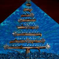 Wanddeko STERNENBAUM künstlerischer abstrakter Weihnachtsbaum auf einem Keilrahmen Künstlerbaum mit LED-Beleuchtung Bild 2
