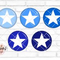 Glas Cabochon mit Motiv Stern Sterne Blau Dunkelblau Hellblau, Fotocabochon, Handmade Cabochon, verschiedene Größen, Mot Bild 1