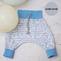 Baby Pumphose blau, Schlupfhose für Babys, Kinderhose mit Elefanten Muster, Babygeschenk Baumwolle, Jersey Pumphose für Bild 2