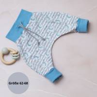 Baby Pumphose blau, Schlupfhose für Babys, Kinderhose mit Elefanten Muster, Babygeschenk Baumwolle, Jersey Pumphose für Bild 3