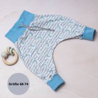 Baby Pumphose blau, Schlupfhose für Babys, Kinderhose mit Elefanten Muster, Babygeschenk Baumwolle, Jersey Pumphose für Bild 4