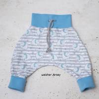 Baby Pumphose blau, Schlupfhose für Babys, Kinderhose mit Elefanten Muster, Babygeschenk Baumwolle, Jersey Pumphose für Bild 8