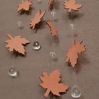 Windspiel Mobile Treibholz Ahorn Glaskristalle 52 cm weiß braun Holz Glas Herbst Bild 8