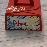 Geschenkbox / Geschenkverpackung zum Geburtstag oder anderen Anlässen, „Maritime Grüße“ Ahoi, Moin, Handarbeit Bild 4