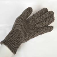 Finger-Handschuhe Merinowolle handgestrickt taupe Teenies/Damen Bild 3
