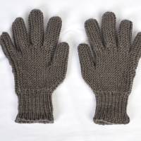 Finger-Handschuhe Merinowolle handgestrickt taupe Teenies/Damen Bild 4