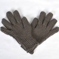 Finger-Handschuhe Merinowolle handgestrickt taupe Teenies/Damen Bild 5