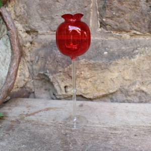 Glaskelch Kelch Fußschale Glas Mundgeblasen rot Lauscha 60er 70er Jahre DDR Bild 1