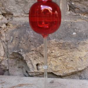 Glaskelch Kelch Fußschale Glas Mundgeblasen rot Lauscha 60er 70er Jahre DDR Bild 3