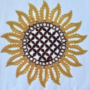 Sonnenblume klein Klöppelbrief als PDF Download Bild 2