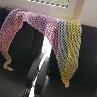 Drachenschwanz-Schal, handgehäkelt, luftiger Wollschal in Pastelltönen Bild 3