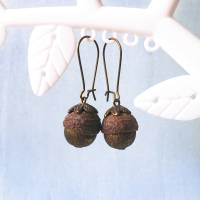 Perlen Ohrhänger bronze/antikgold mit echten Eichelhütchen Bild 1
