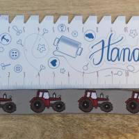 Traktor Trekker Webband -  Farbe: GRAU mit ROTEM Traktor * 15 mm breit * ab 0,5 m Bild 2