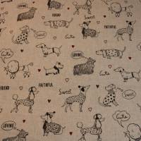 13,50 EUR/m Dekostoff Canvas süße Hunde Comics auf hellbeige Baumwollmix Bild 2