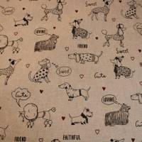 13,50 EUR/m Dekostoff Canvas süße Hunde Comics auf hellbeige Baumwollmix Bild 7