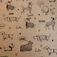 13,50 EUR/m Dekostoff Canvas süße Hunde Comics auf hellbeige Baumwollmix Bild 8
