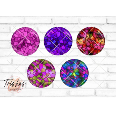 Glas Cabochon mit Motiv Mandala Mosaik Muster pink violett, Fotocabochon, Handmade Cabochon, verschiedene Größen, Motivc