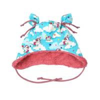 Baby Mädchen Mütze Ohrenmütze mit Ohrenschutz "Einhorn Wolkenreiter" mit Teddyfell Herbst Winter Stoffauswahl Bild 1