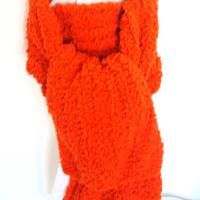 Schal in Orange superflauschig in Grobstrick-Optik handgestrickt von Hobbyhaus Bild 4