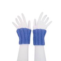 Pulswärmer 100 % Merino-Wolle handgestrickt jeansblau oder Wunschfarbe - Damen - Einheitsgröße - Modell 3 Bild 4