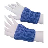 Pulswärmer 100 % Merino-Wolle handgestrickt jeansblau oder Wunschfarbe - Damen - Einheitsgröße - Modell 3 Bild 5