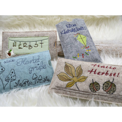 Stickdatei Herbst Schokoladenhüllen Kastanie Laub Drache Eichel SET