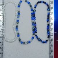 3 Armbänder mit facettierten Glasperlen auf Gummiband, blau/weiß Bild 7