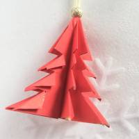6 Origami Tannenbäume aus Faltpapier "Weihnachtsstern" Weihnachten, Advent, Fest, Anhänger Bild 4
