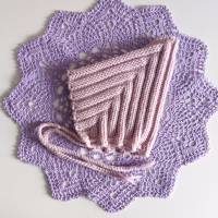 Pixiemütze, Babymütze, gestrickt aus Wolle(Merino) und Baumwolle, Farbe rosa, 3-6 Monate, für Mädchen Bild 1