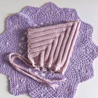 Pixiemütze, Babymütze, gestrickt aus Wolle(Merino) und Baumwolle, Farbe rosa, 3-6 Monate, für Mädchen Bild 9