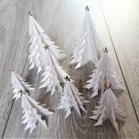8 Origami Tannenbäume aus Papier "Schneeflocke" Weihnachten, Advent, Fest, zum Hinstellen Bild 1